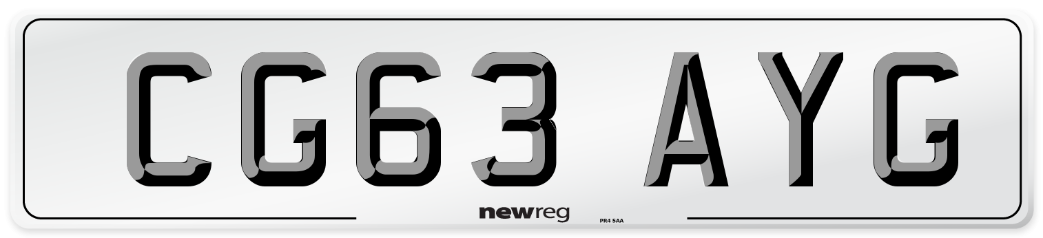 CG63 AYG Number Plate from New Reg